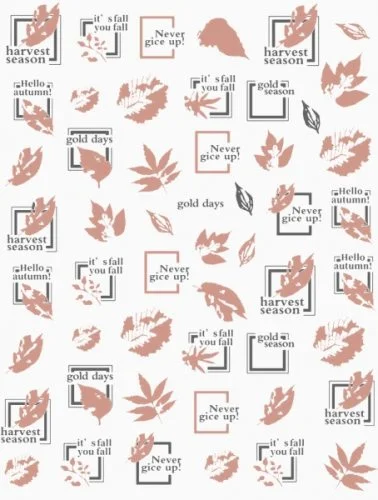 Nagelsticker - Aufkleber selbstklebend - Nail Sticker - rosegold schwarz Blätter Herbst Rahmen